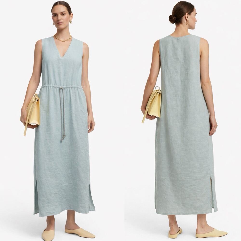 AERON 100% Linen Seafoam Lagenlook Easy Minimalist Dress 8